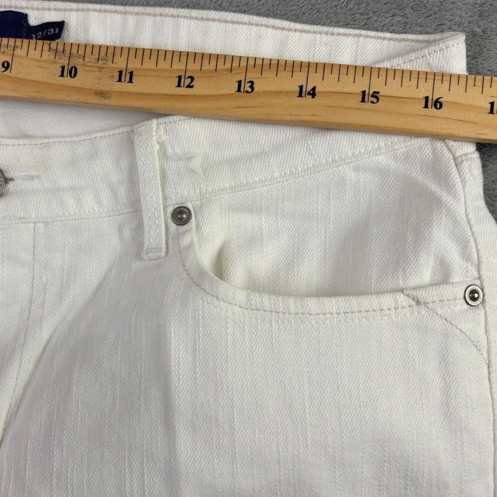 Levi's Womens 12/31 White Demi Curve Classic‎ Straight Leg Cropped Jeans Stretch